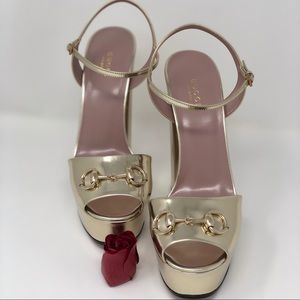 Gucci Claudie Gold Metallic Platform Sandal